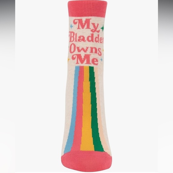 Blue Q My Bladder Owns Me Women's Novelty Ankle Socks Multicolor Rainbow Funny - Picture 9 of 10